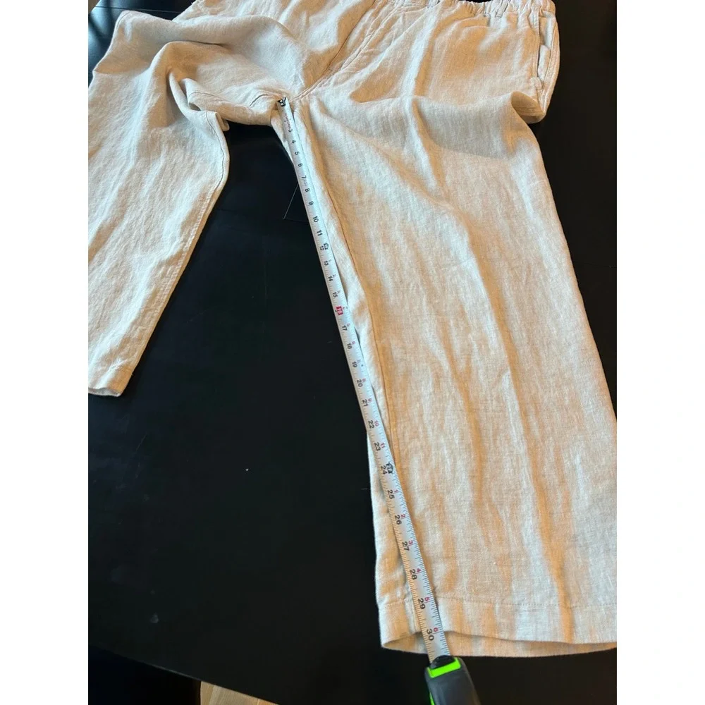 Men's Caribbean isle sands linen pants elastic waist big man 50 x 30 beige